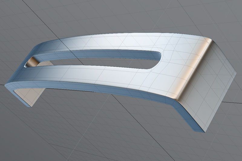 Subdivision surface view of furniture handle 3D model highlighting smooth curvature, refined edges, and accurate form development for high-quality rendering